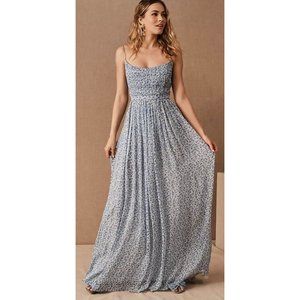 Sachin and Babi NWT Sz 10 women's blue rose maxi dress BHLDN
